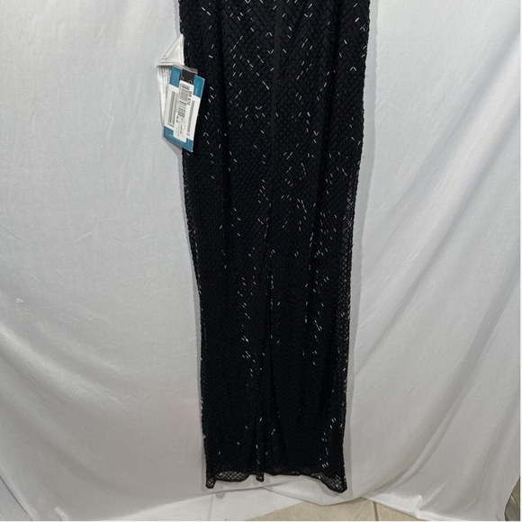 NWT $398 Mac Duggal [ 8 ]‎ Beaded Spaghetti Strap Column Gown Black - Picture 13 of 14